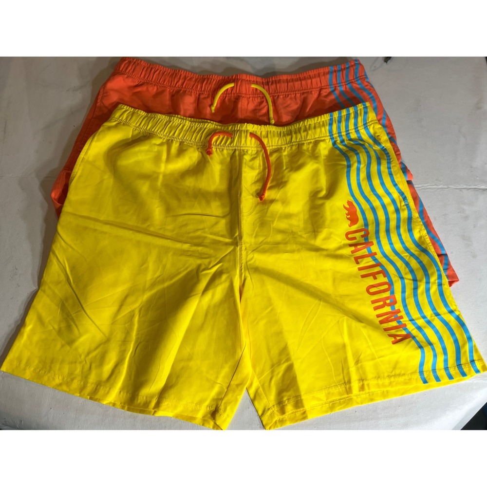 Creative Apparel Concepts Mens California Swim Trunks XXL Yellow Orange 2 Pack